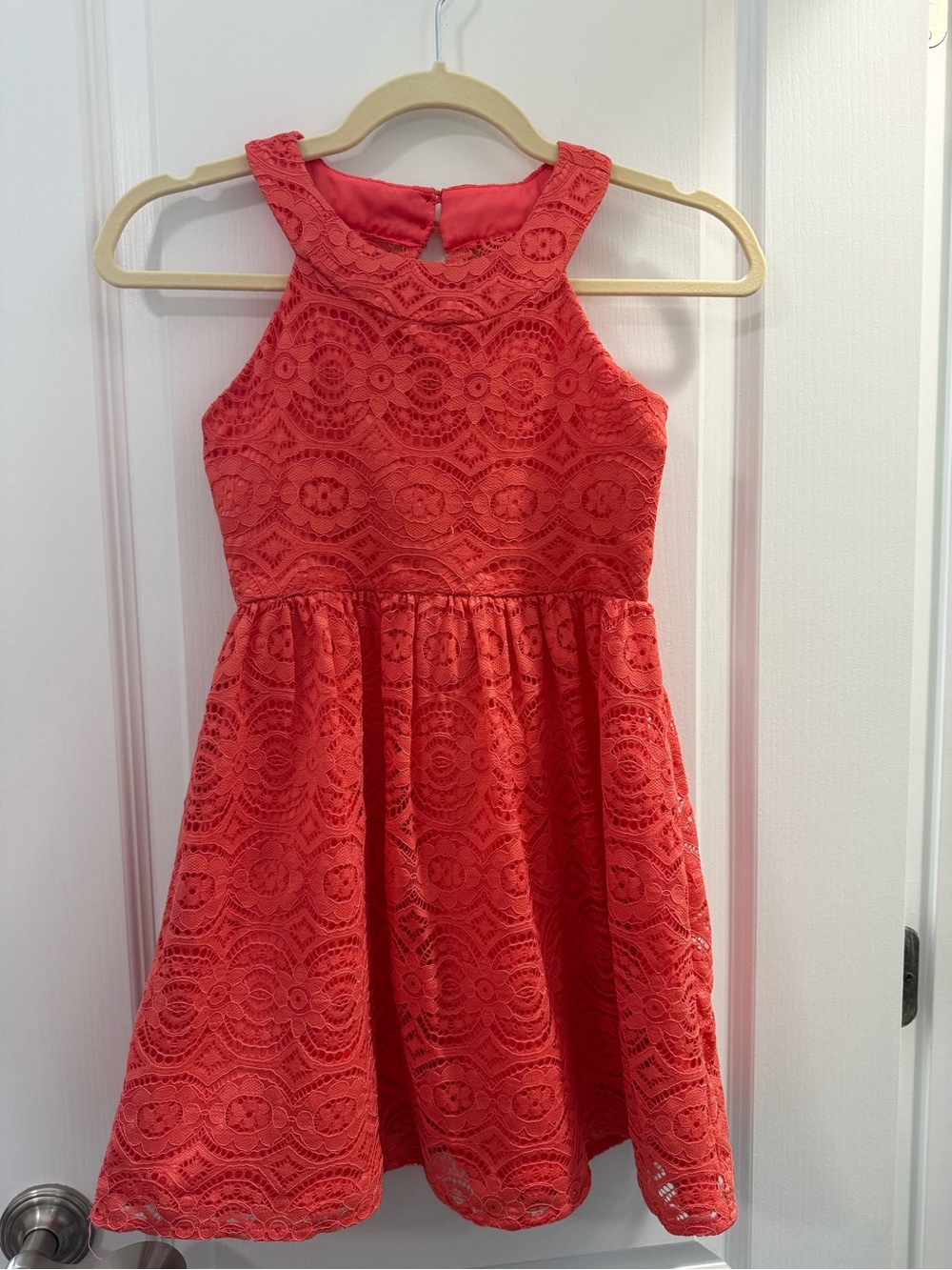 Rare Editions Coral Lace Fit-and-Flare Dress